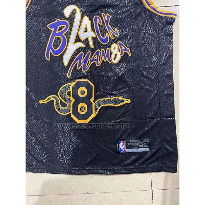Camiseta Kobe Bryant NO 8 24 Los Angeles Lakers Black Mamba Snakeskin Negro